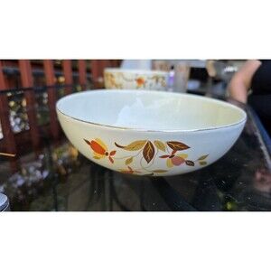 Vintage Hall's Superior Autumn Leaf Jewel Lipton Bowl 9" Serving Mixing Bowl USA